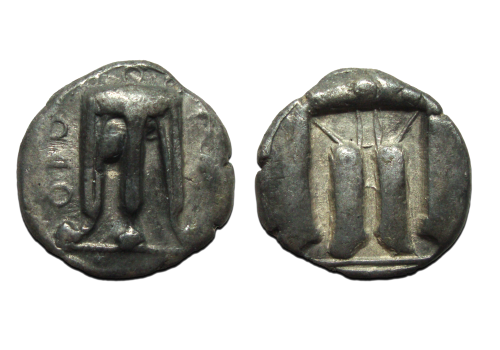Griekse munten - Driepoot op stater uit Croton 500-480 v. Chr (S2316)
