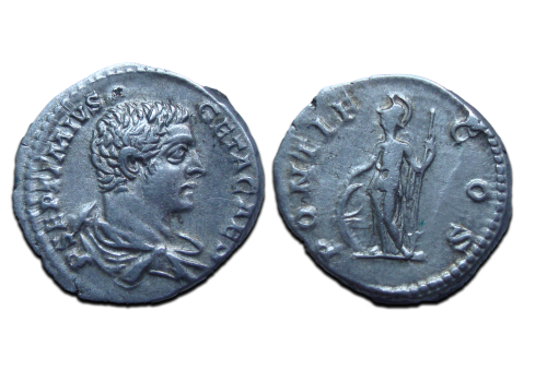 Geta - Pontif Cos denarius (AU2341)