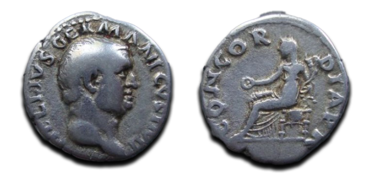 Vitellius - denarius concordia zeldzaam! (o2061)