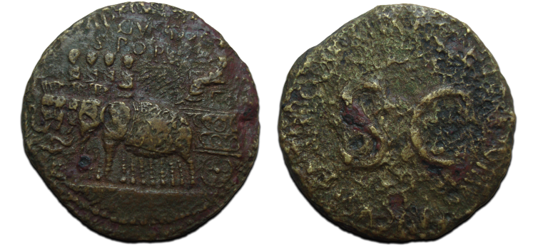 Tiberius - Sestertius Vierspan van Olifanten (D2284)