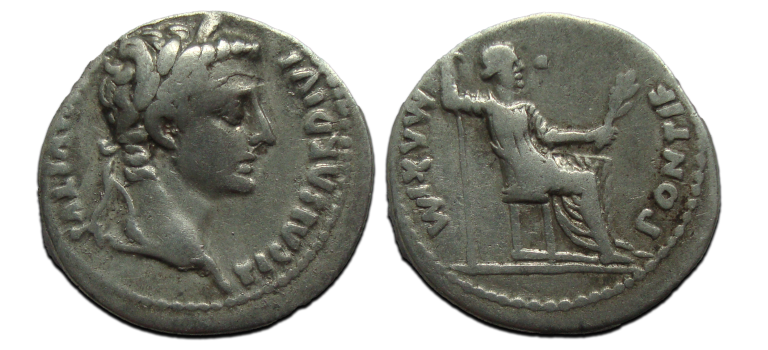 Tiberius - denarius Tribute Penny Bijbelse munt (S2311)