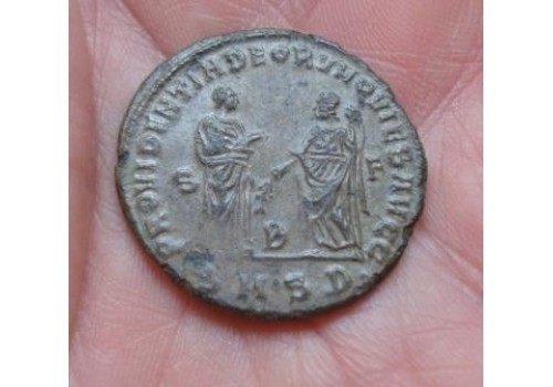 Diocletianus - Grootfollis (27 mm)  met zilverlaag! ABDICATIE-FOLLIS HISTORISCH (394)