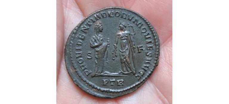 Diocletianus - Grootfollis (28 mm) abdicatie-follis bijna prachtig (664)