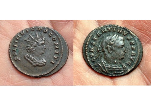 Constantine - reverse portrait of Sol, rare! (D1504)