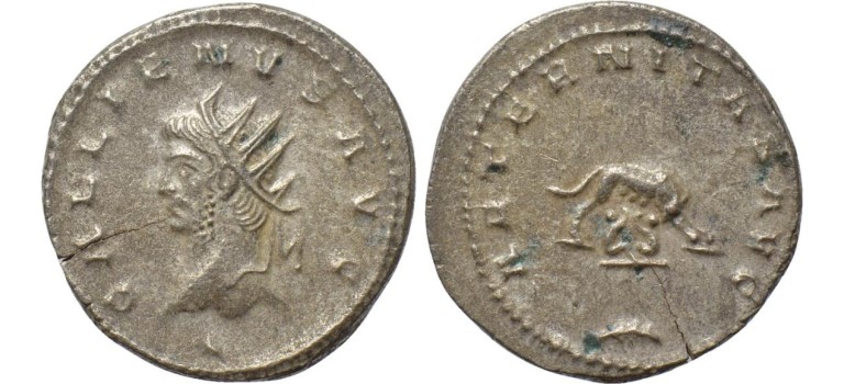 Gallienus -  Remus en Romulus en wolvin, niet in RIC! (A1610)