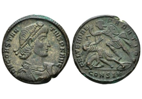 Constantius II - Gevallen ruiter, VERZILVERD prachtig (N1610)