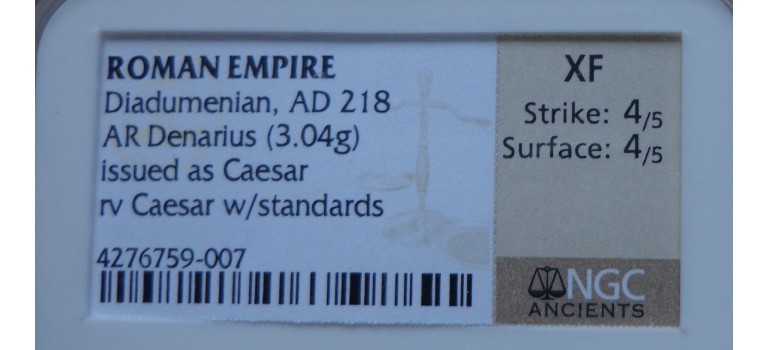 Diademenian  - Denarius RARE CAESAR in NGC slab! (F1703)