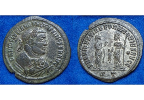 Diocletianus - Grootfollis (29 mm, 7,5 gr)  met zilverlaag! ABDICATIE-FOLLIS HISTORISCH (N1602)