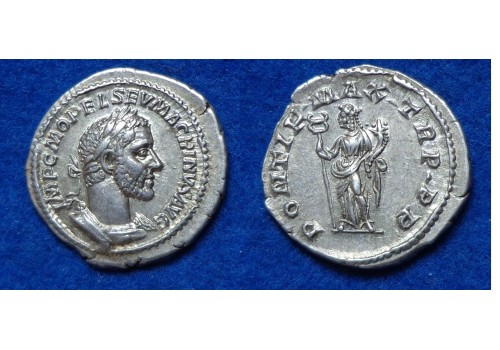 Macrinus - denarius Jupiter bijna prachtig!  (N1634)