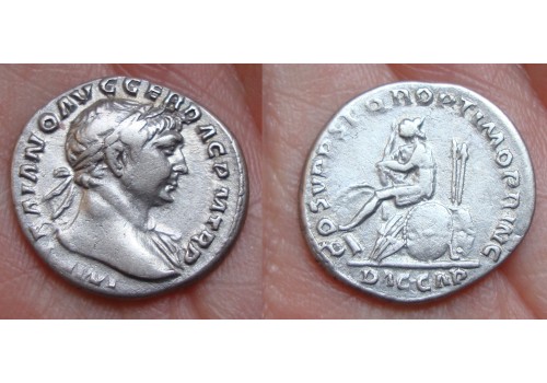 Trajanus- denarius DACIA CAPTA de verovering van Dacia (A1641)